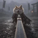 剣を持った犬 logo